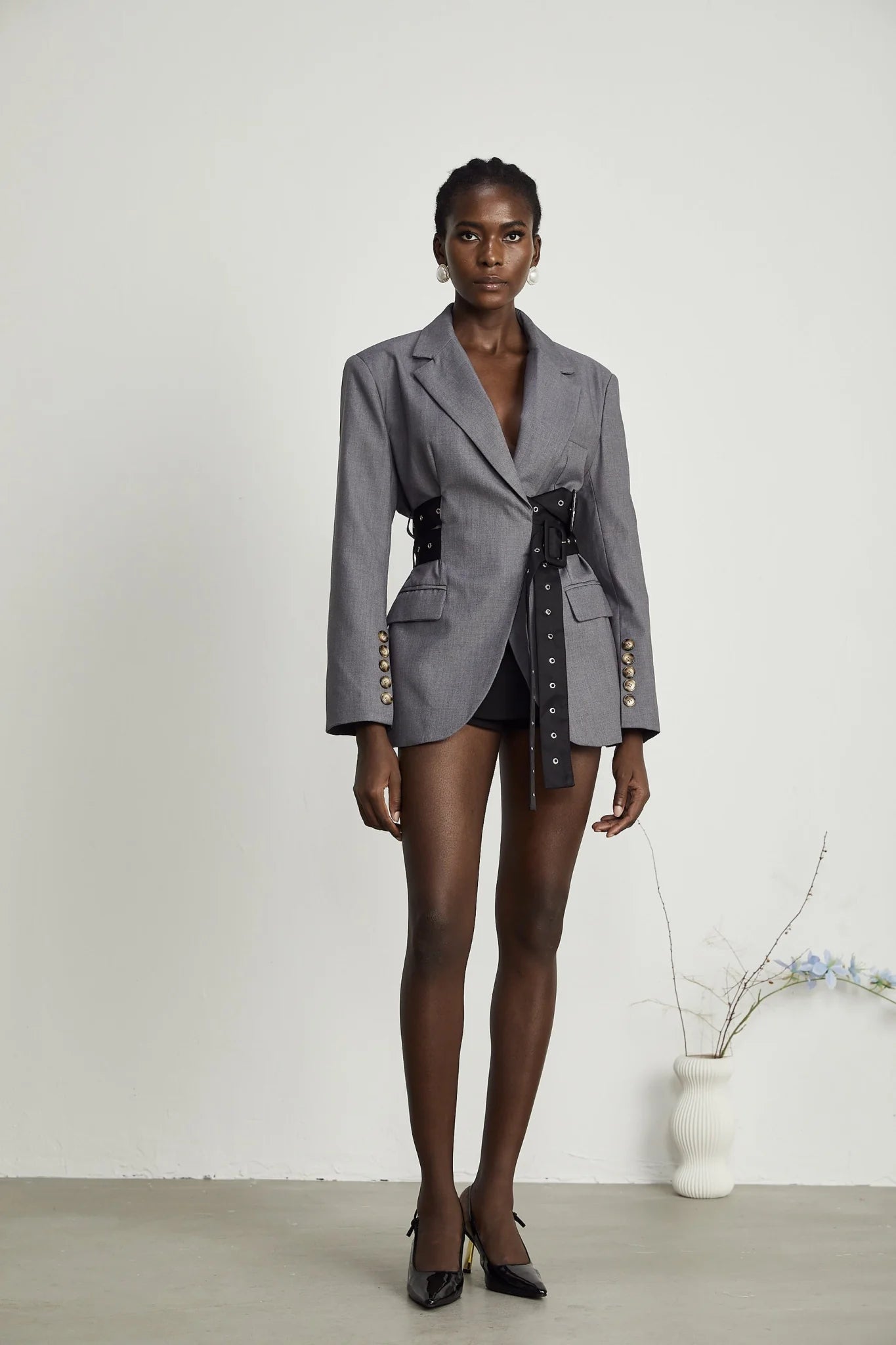 Rita Blazer with Belted Waist & Side Pockets
