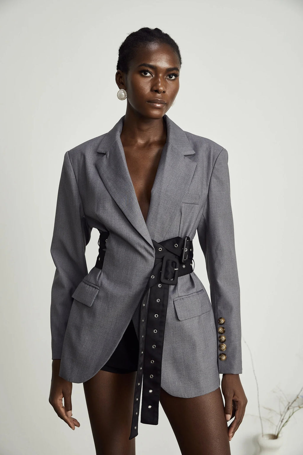 Rita Blazer with Belted Waist & Side Pockets