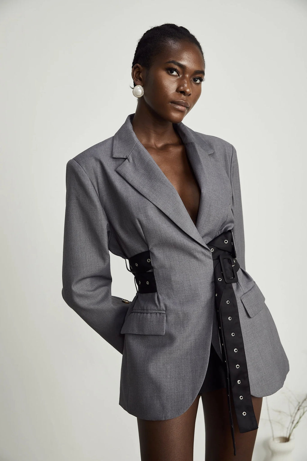 Rita Blazer with Belted Waist & Side Pockets