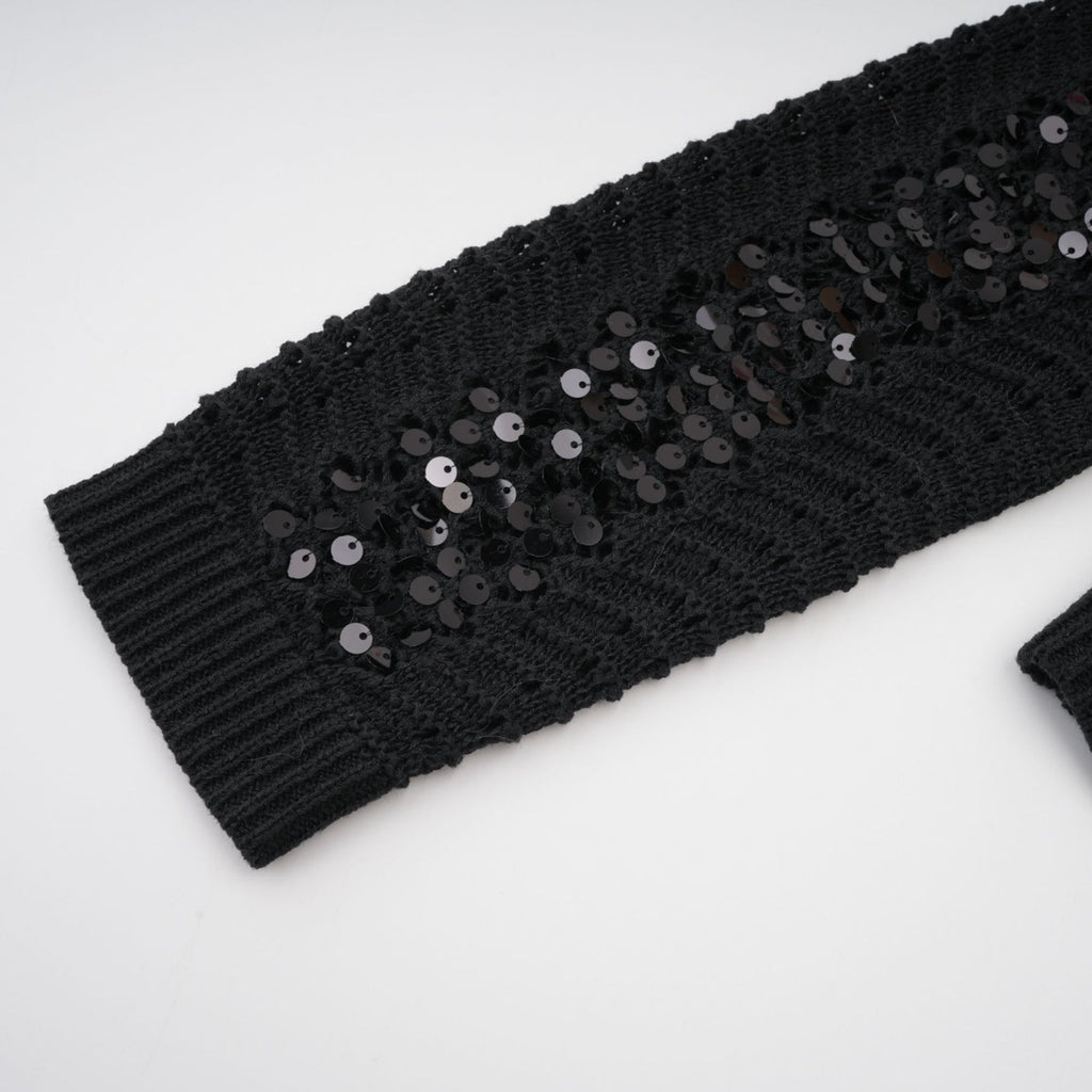 Rita Cardigan & Skirt Black Sequin Crochet Matching Set