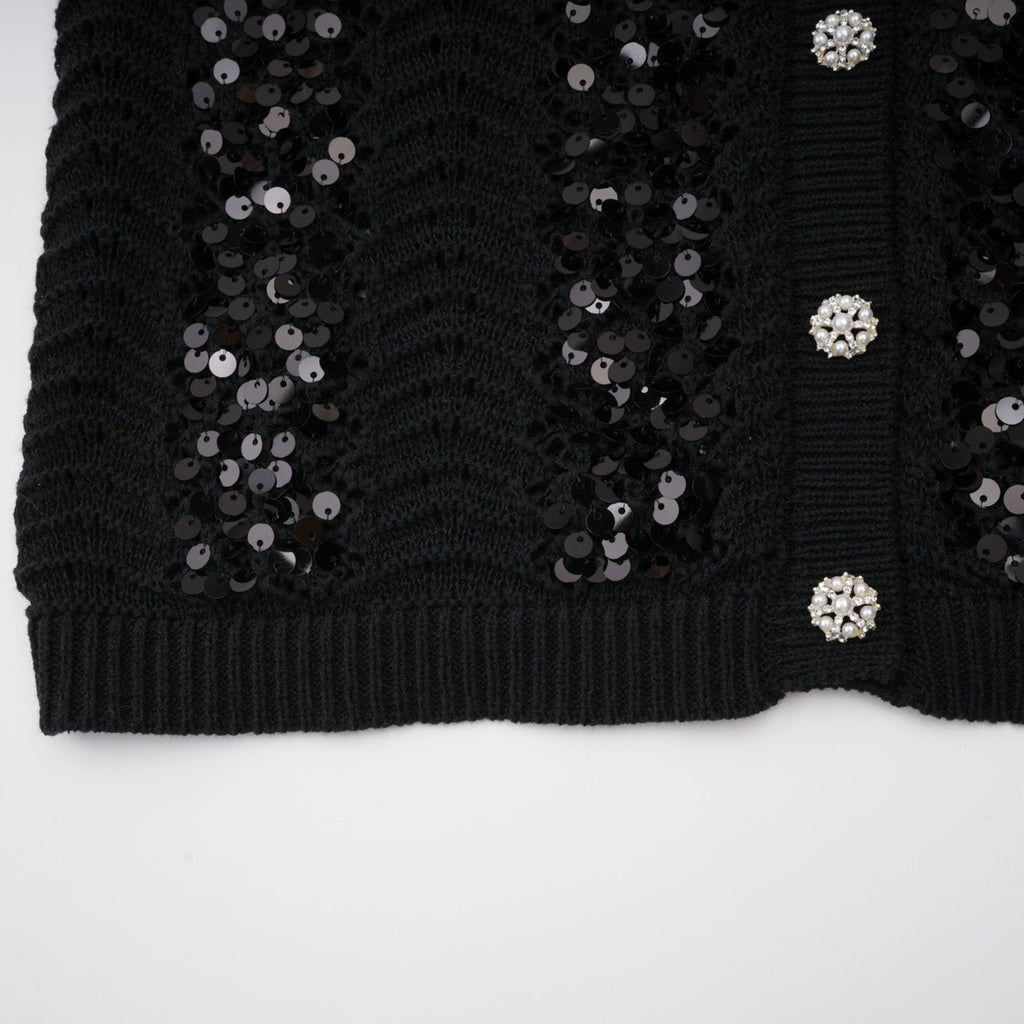 Rita Cardigan & Skirt Black Sequin Crochet Matching Set
