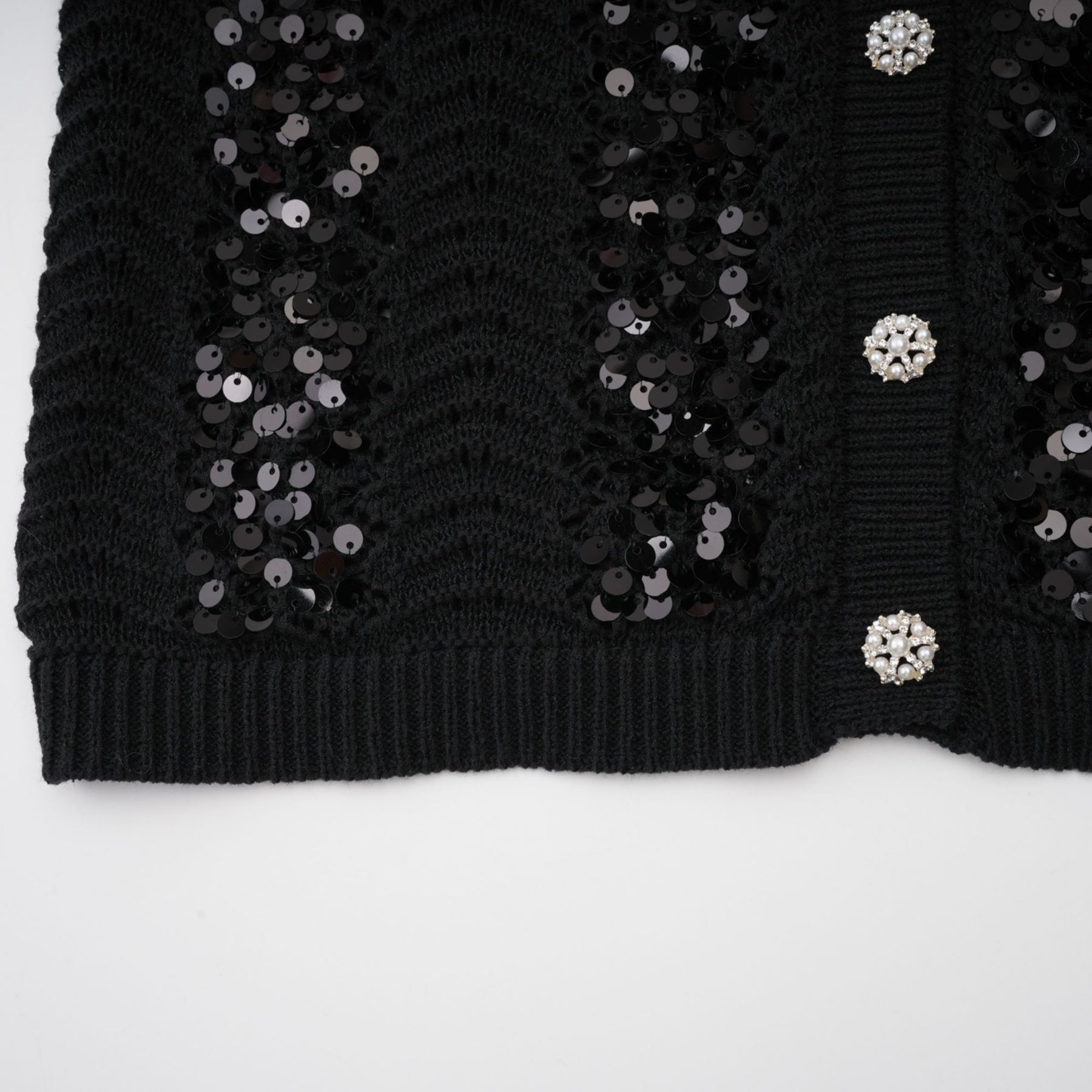Rita Cardigan & Skirt Black Sequin Crochet Matching Set