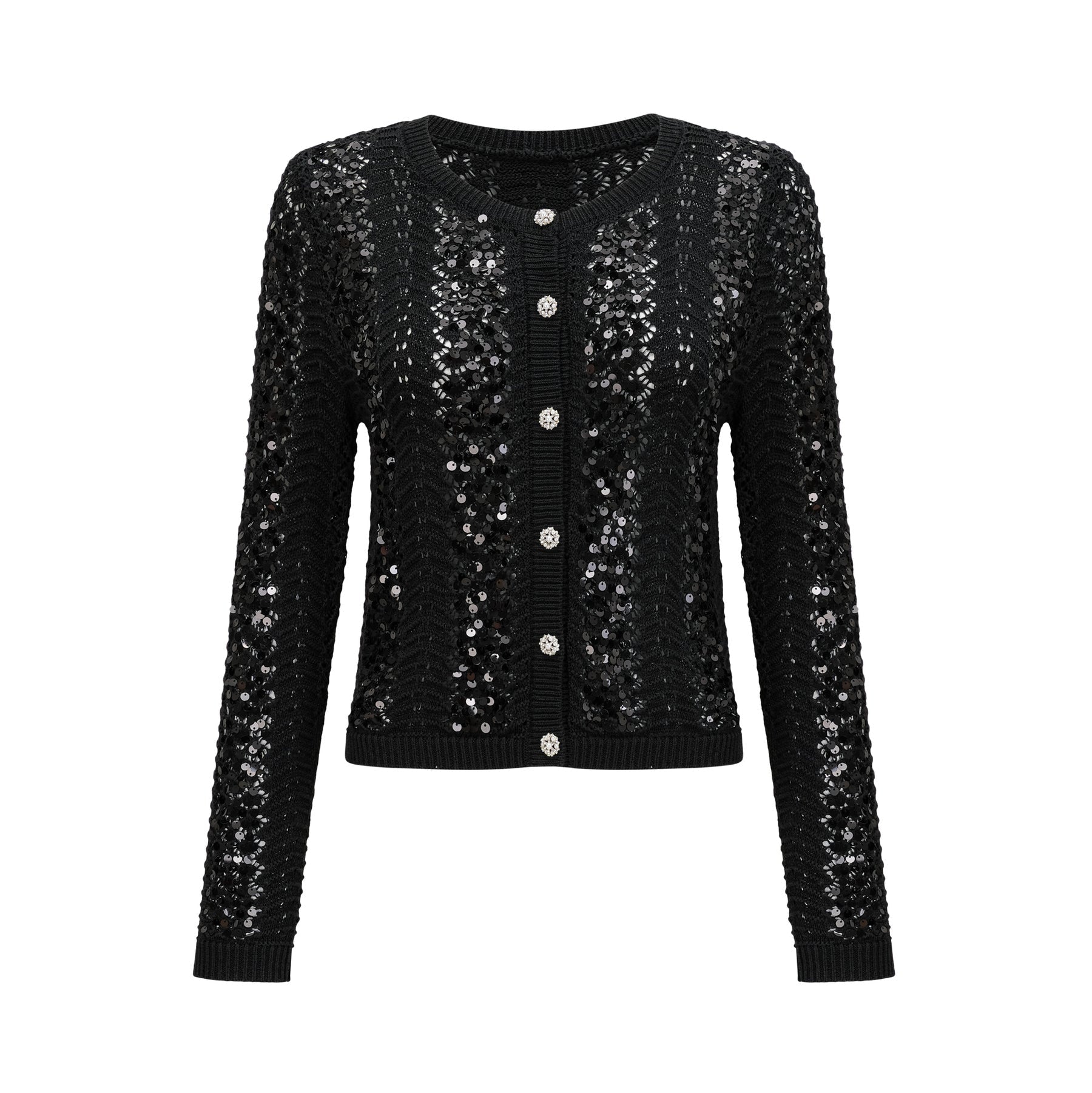 Rita Cardigan & Skirt Black Sequin Crochet Matching Set
