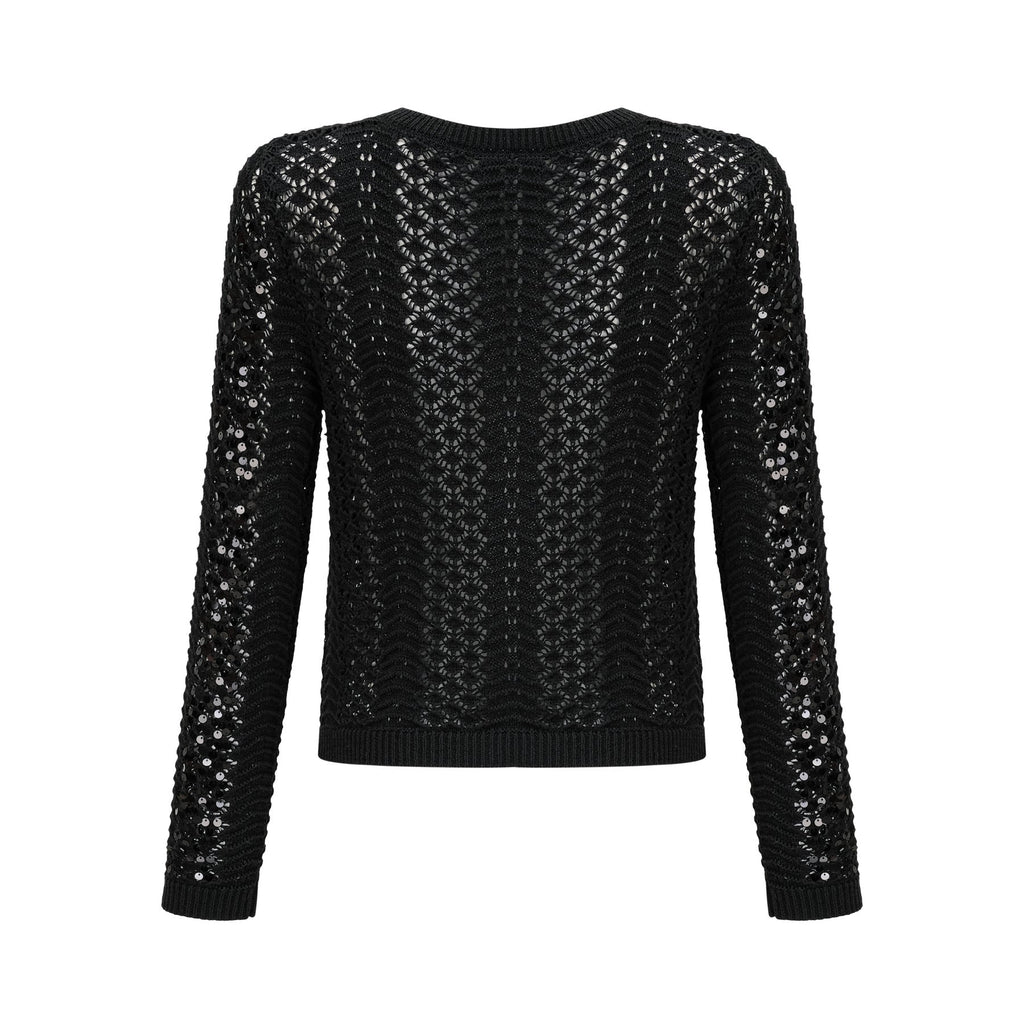 Rita Cardigan & Skirt Black Sequin Crochet Matching Set