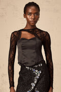 Rita Cut out Top Lace & Satin Panel