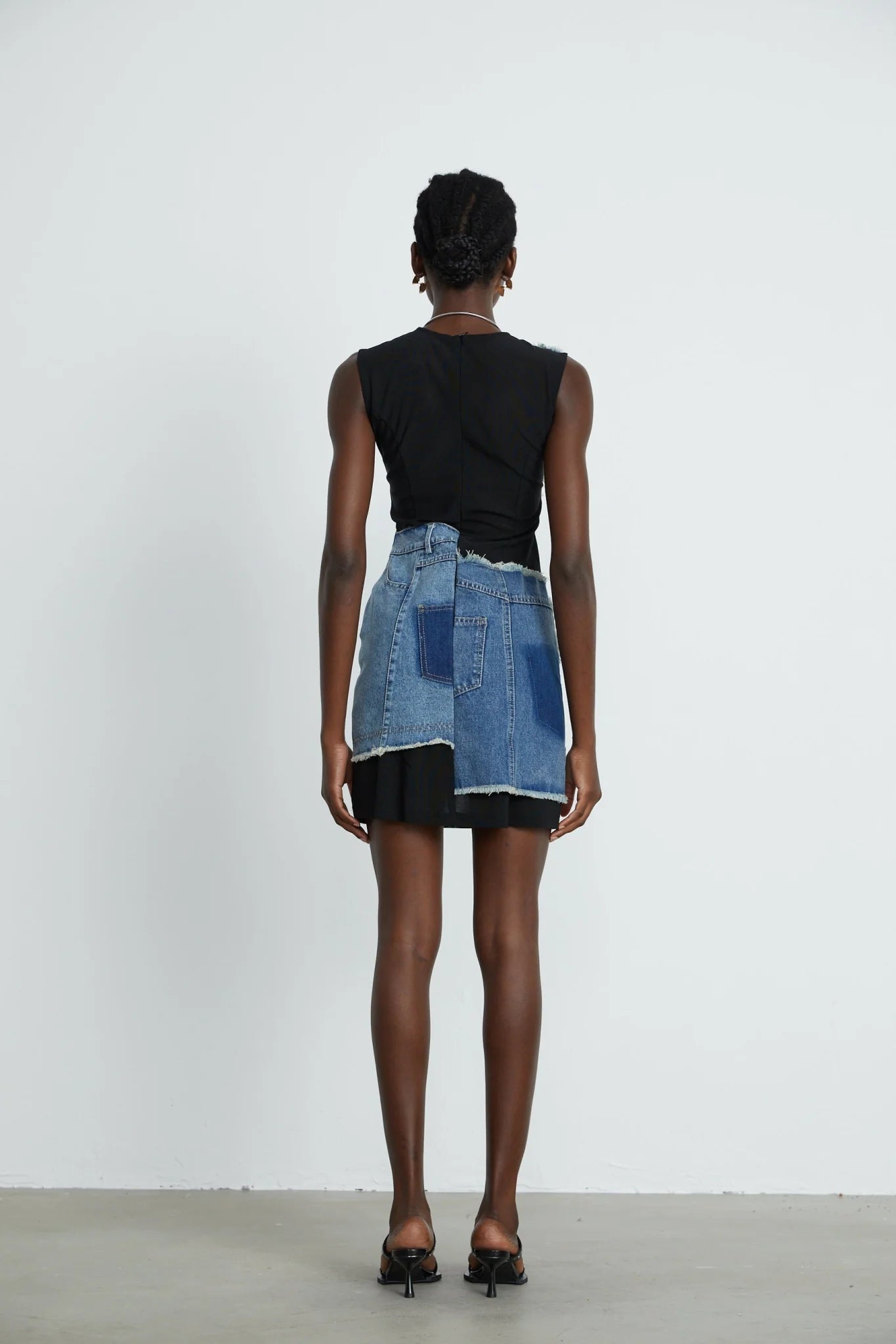 Rita Denim Patchwork Sleeveless Dress