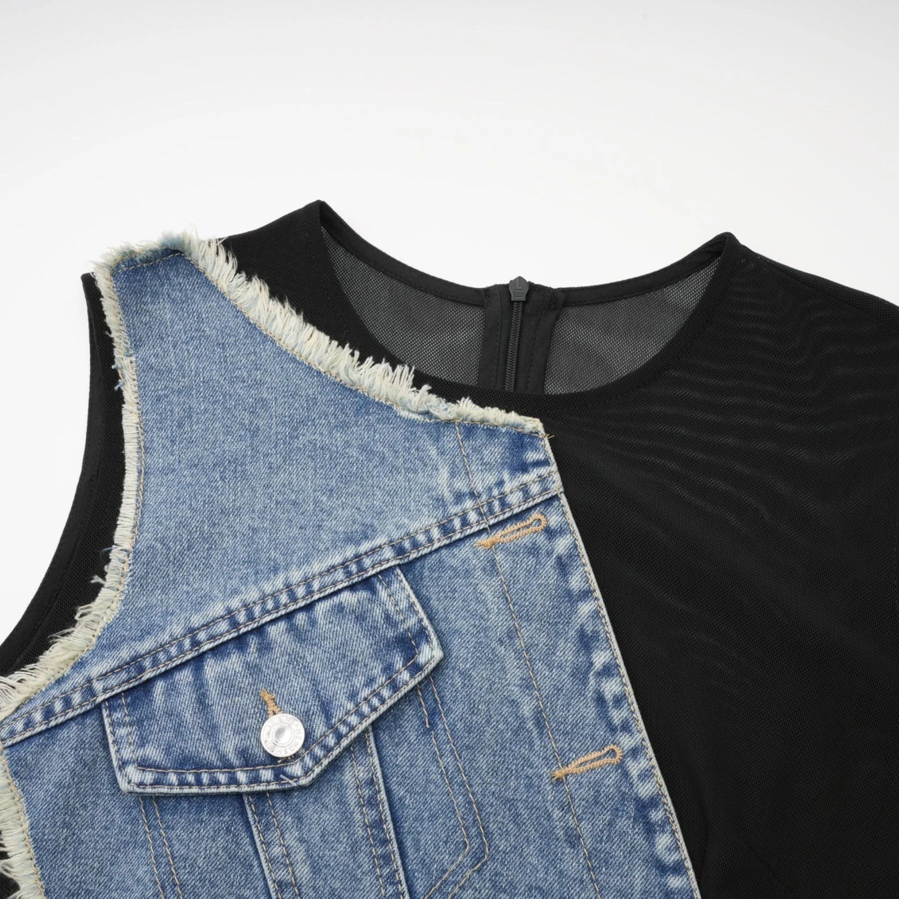 Rita Denim Patchwork Sleeveless Dress