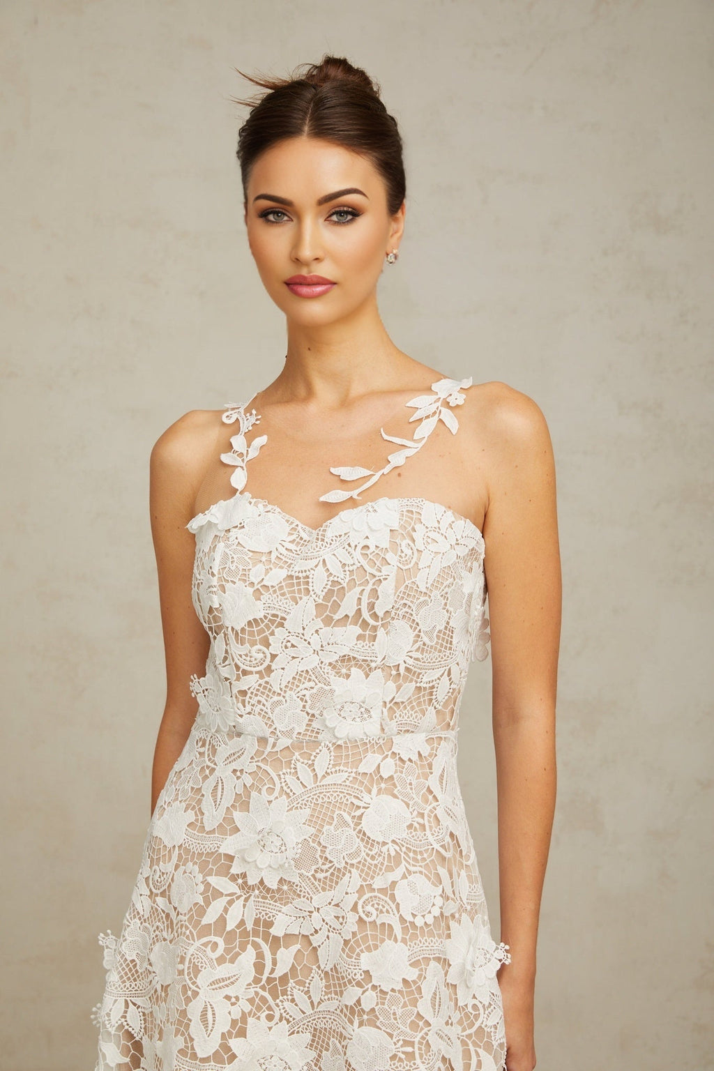 Rita Midi Dress White Lace Tulle Sleeveless & Rear Zip