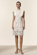 Rita White Lace Floral Ruffle Mini Dress