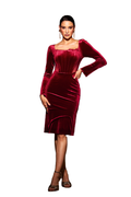 Lola Midi Dress - Square Neckline - Corset Detailing - Long Sleeves - Luxurious Fabric - Versatile Statement
