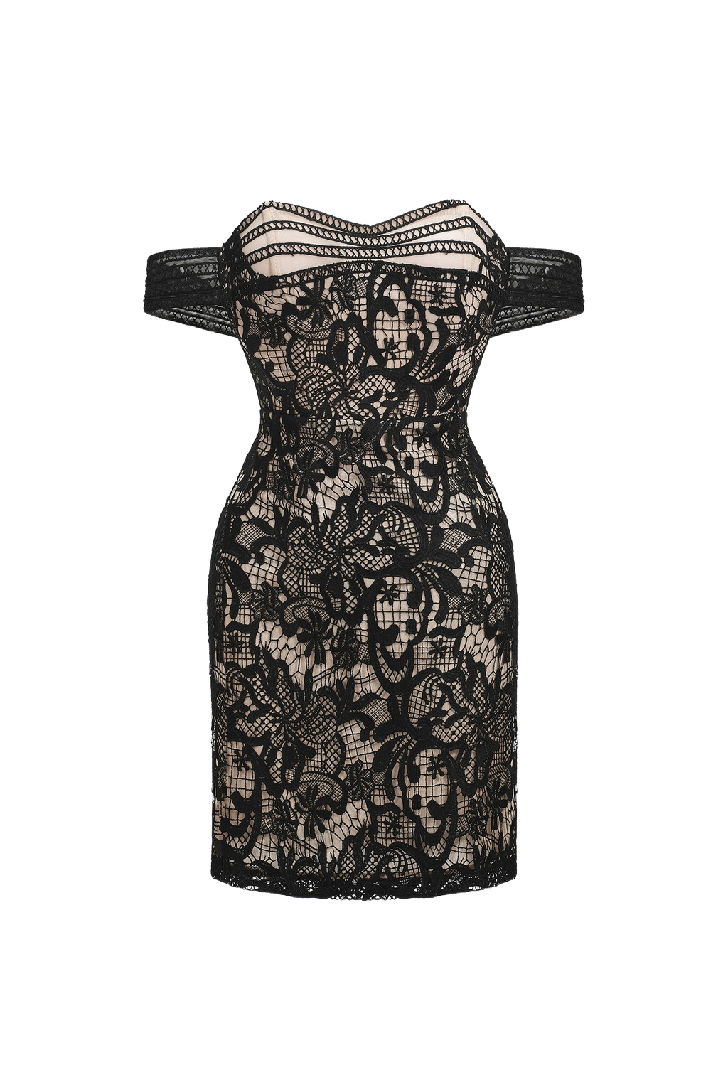 Johanna Mini Dress - Intricate Lace Detailing - Fitted Silhouette - One-Shoulder Neckline - Mini Length - Exquisite Craftsmanship