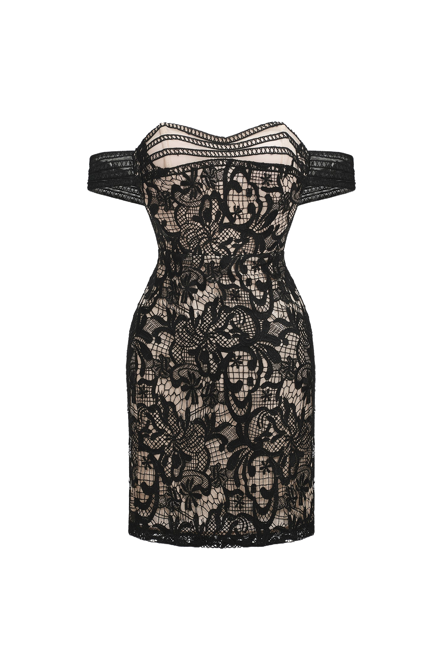 Johanna Mini Dress - Intricate Lace Detailing - Fitted Silhouette - One-Shoulder Neckline - Mini Length - Exquisite Craftsmanship