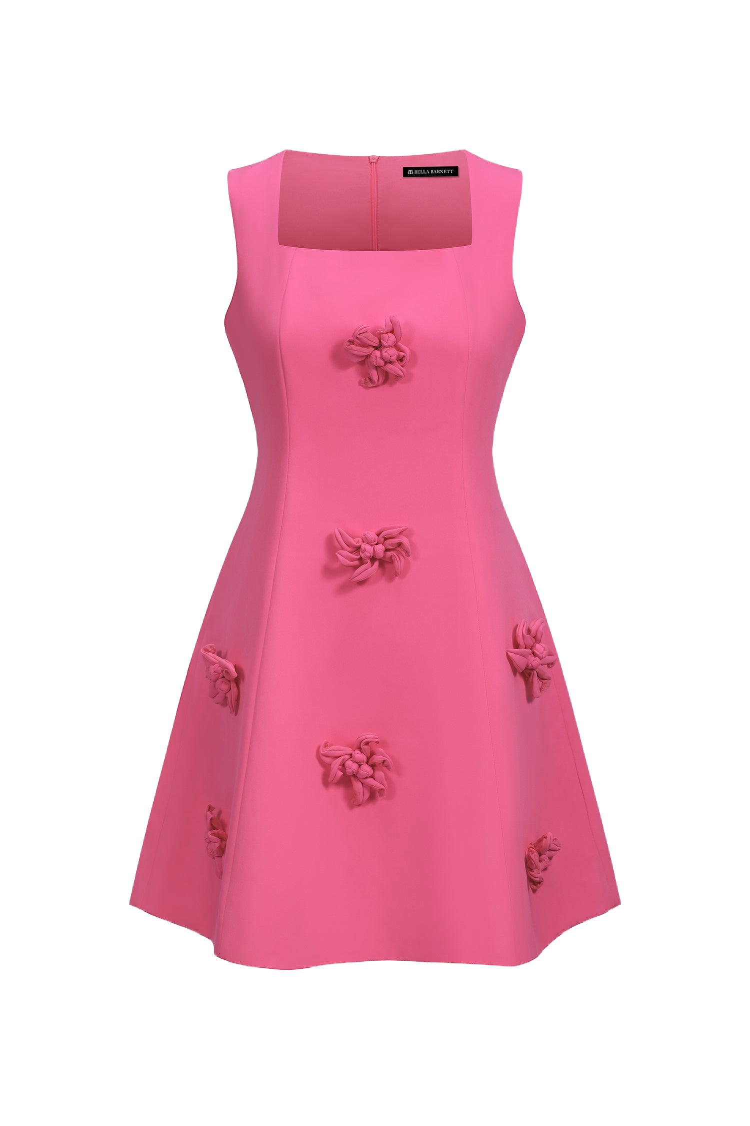 Rebekah Floral Mini Dress - Square Neckline - Fitted Bodice - A-Line Skirt - Whimsical Floral Detailing