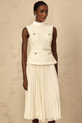 Roberta Midi Dress Off - White Tweed & Tulle Bow Embellished