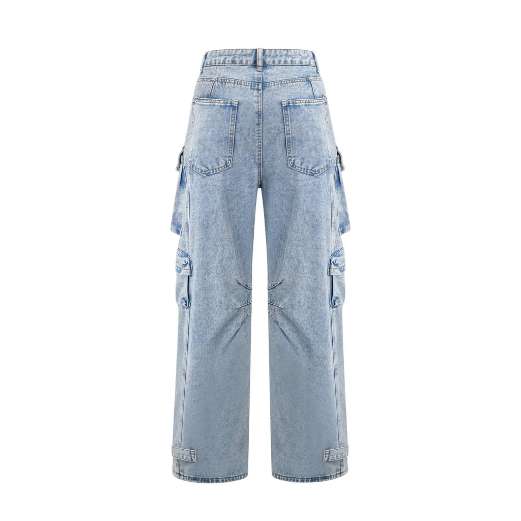 Roberta Trousers Blue High - Waisted Cargo & Wide - Leg Silhouette