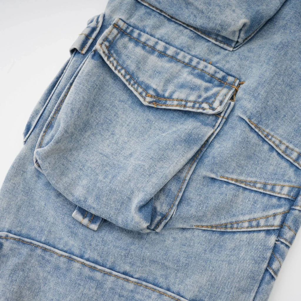 Roberta Trousers Blue High - Waisted Cargo & Wide - Leg Silhouette
