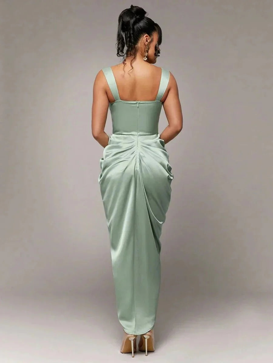 Rory Midi Dress - Neckline Straps - Formal & Evening - High Waist - Twist Details - Split Thigh
