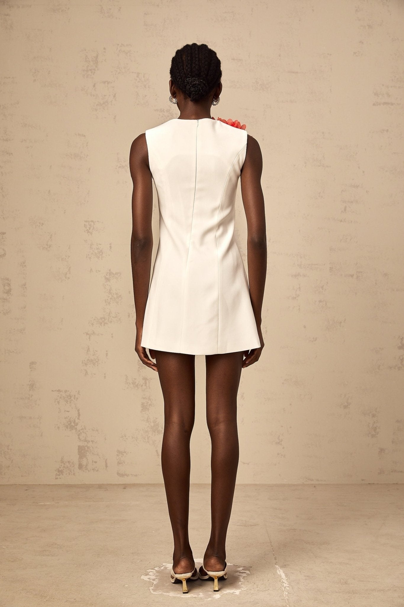 Rory Mini Dress White 3D Petal Sleeveless ALine