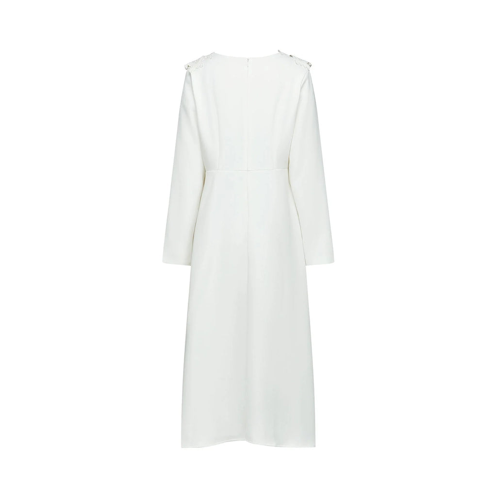 Rosalba Floral Midi Dress Long Sleeve High Waist A - Line Cut Out Design