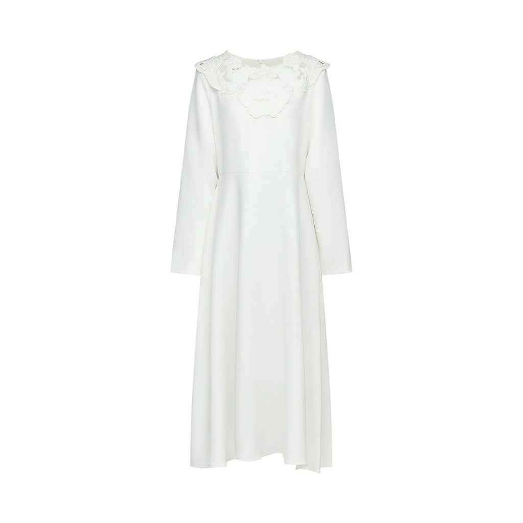 Rosalba Floral Midi Dress Long Sleeve High Waist A - Line Cut Out Design