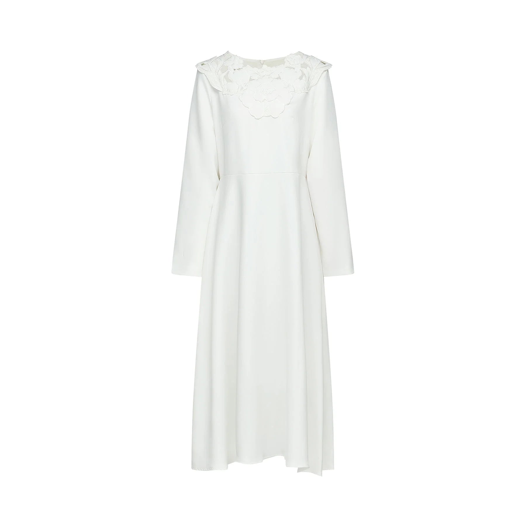 Rosalba Floral Midi Dress Long Sleeve High Waist A - Line Cut Out Design
