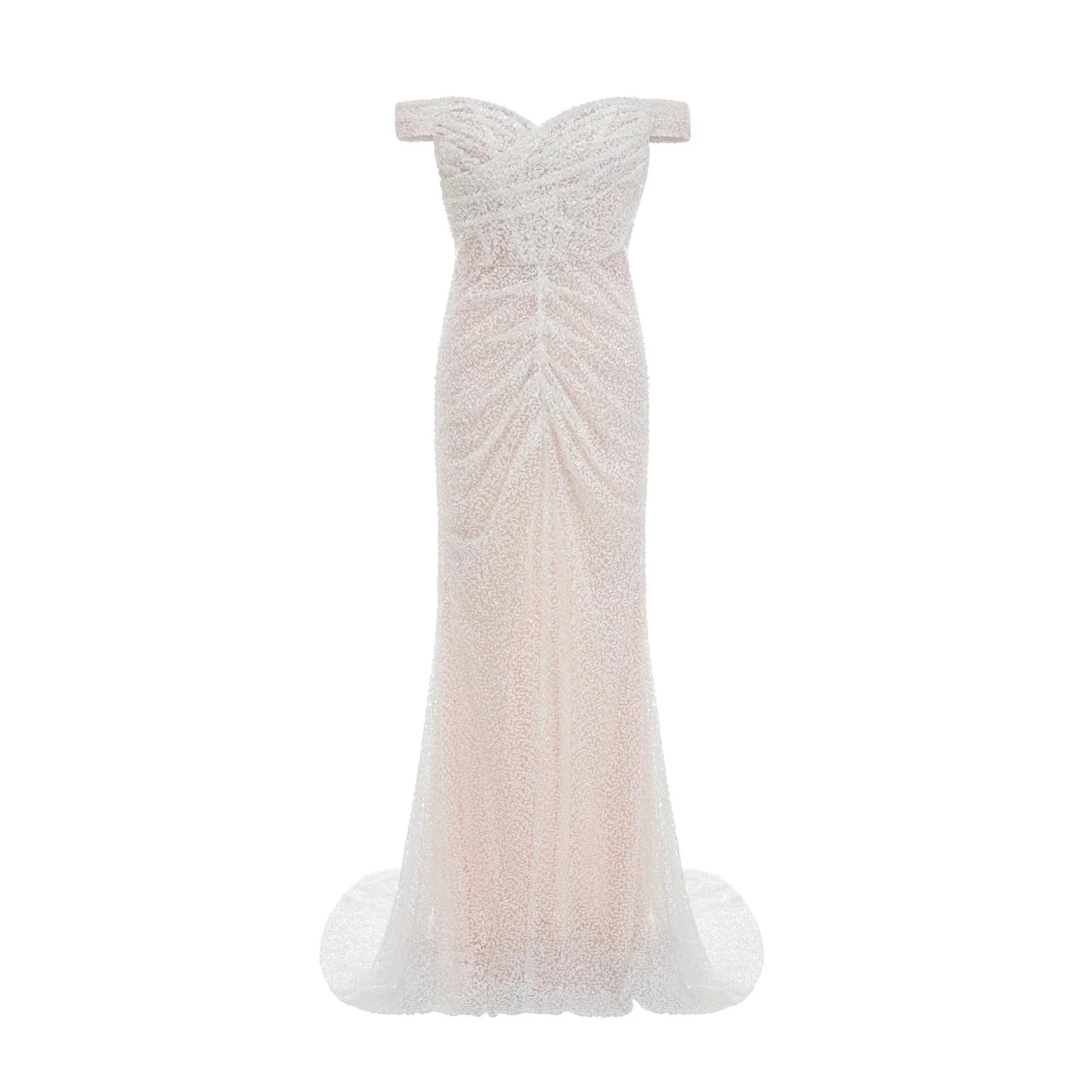 Rosalba Maxi Dress White Sequin Off - Shoulder