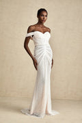 Rosalba Maxi Dress White Sequin Off - Shoulder