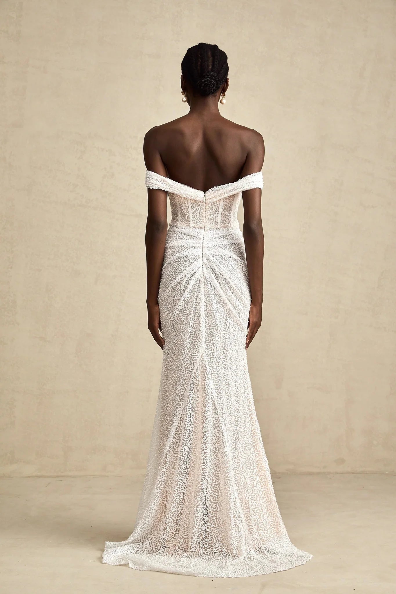 Rosalba Maxi Dress White Sequin Off - Shoulder