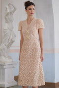 Rosalie Midi Dress with Bead Embellishment and Crochet Design