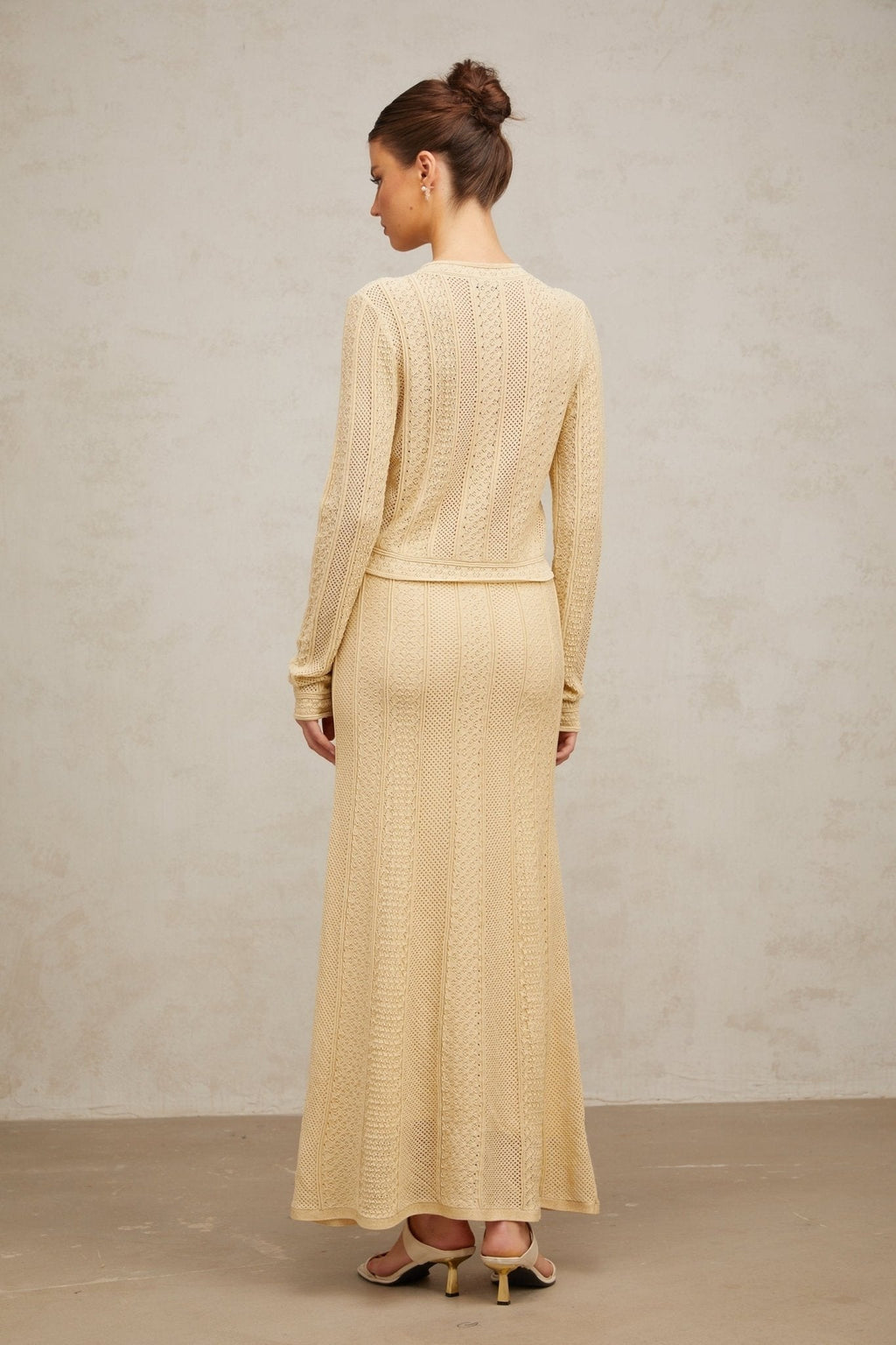 Rosalie Neutrals Pointelle Knit Cardigan & Skirt
