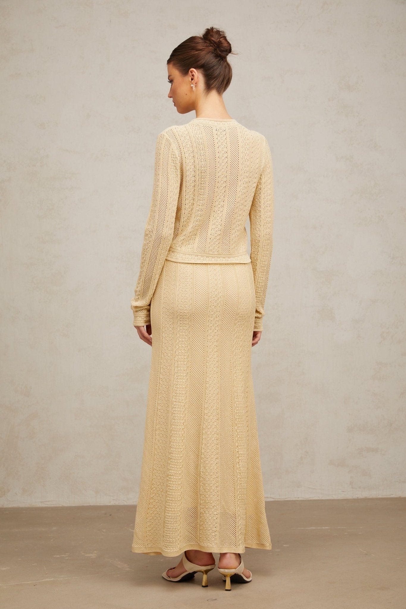 Rosalie Neutrals Pointelle Knit Cardigan & Skirt