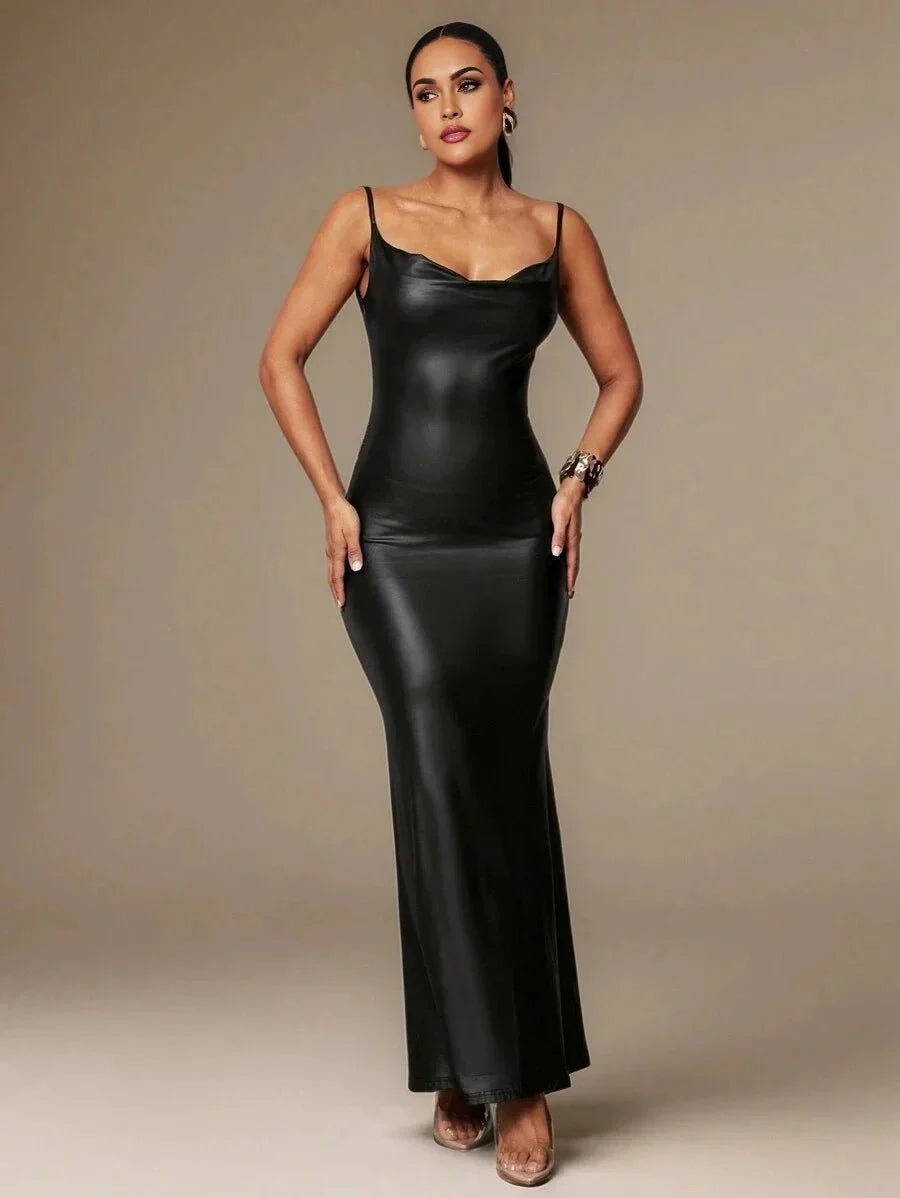 Rosangela Maxi Dress - Hem Shaped Mermaid - Neckline Spaghetti Strap - Occasion Wedding - Waist Line High Waist - Style Party Style