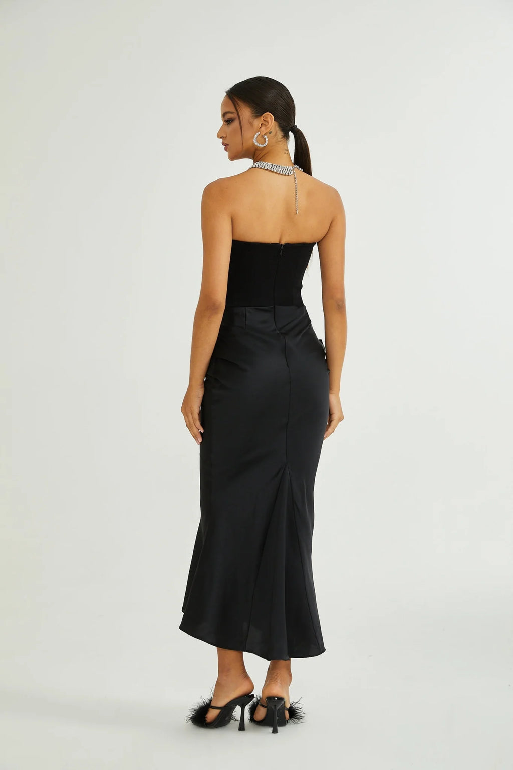 Rosanna Maxi Dress - Chic Off - the - Shoulder Black with Pleated Detailing & Flared Hem