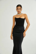 Rosanna Maxi Dress - Chic Off - the - Shoulder Black with Pleated Detailing & Flared Hem