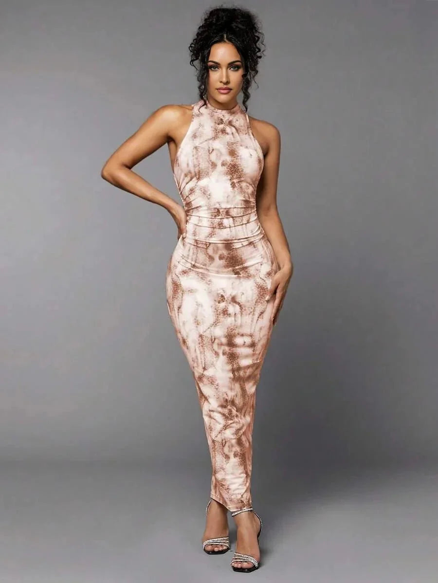 Rosanna Maxi Dress - High Stretch Fabric Elasticity - Slim Fit Type - Refined Style - Sleeveless Description - Ruched - Waist Line Mid Waist