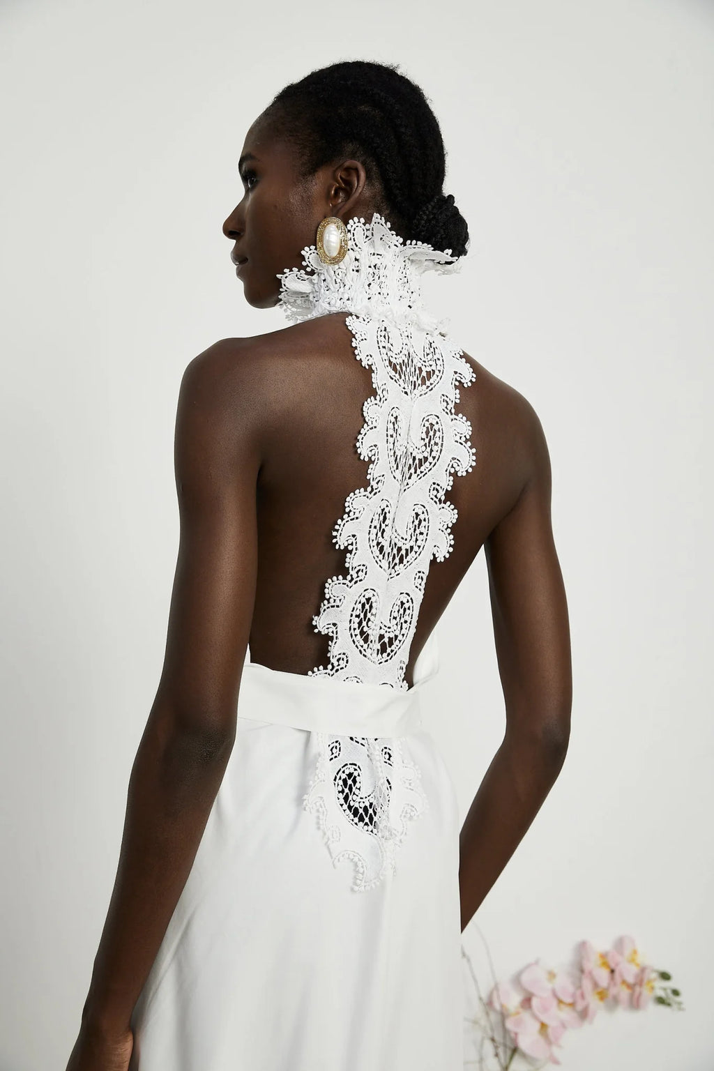 Rosanna Midi Dress White Guipure Lace Tiered Cut Out Design