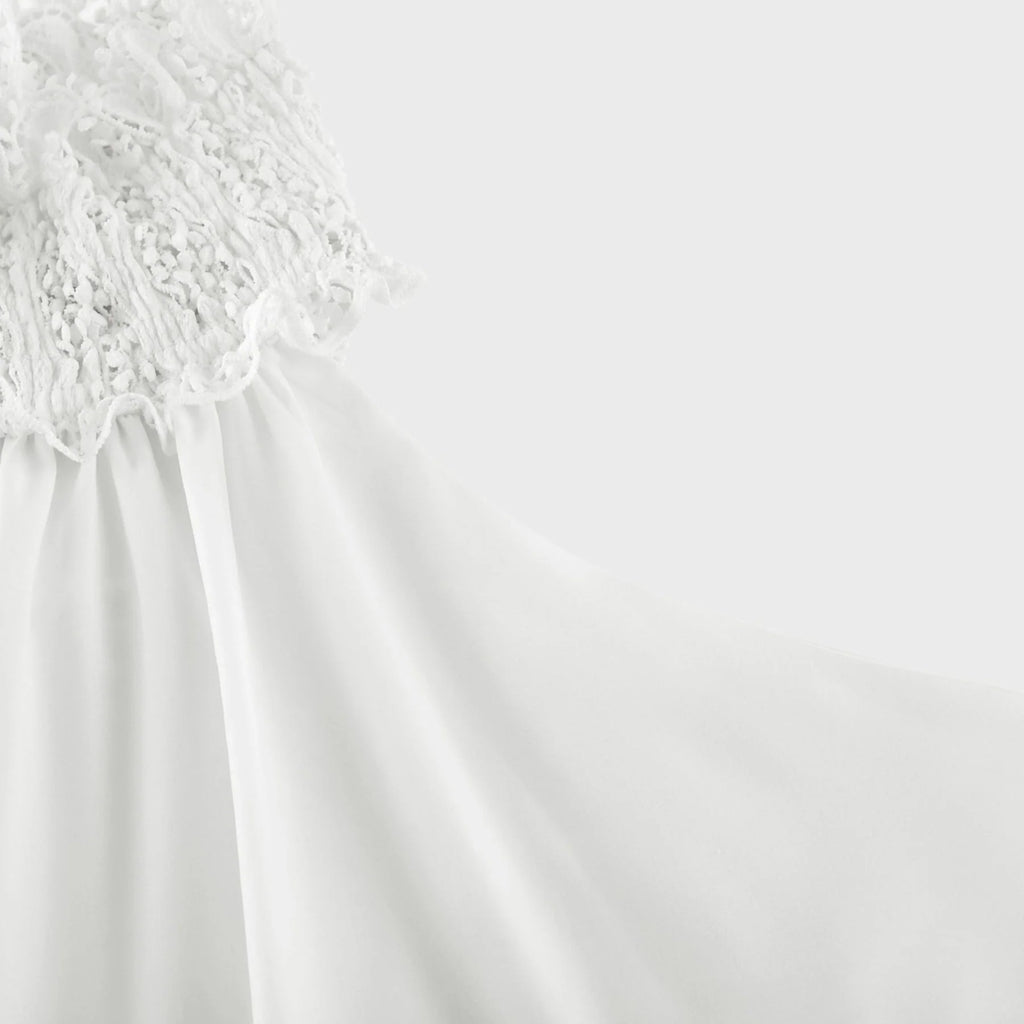 Rosanna Midi Dress White Guipure Lace Tiered Cut Out Design