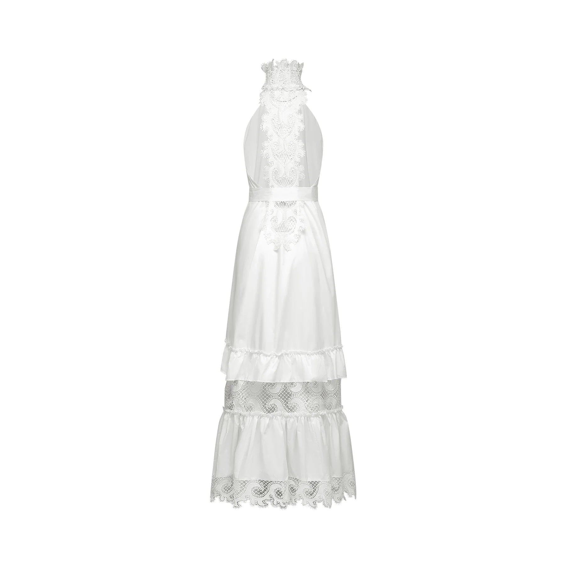 Rosanna Midi Dress White Guipure Lace Tiered Cut Out Design