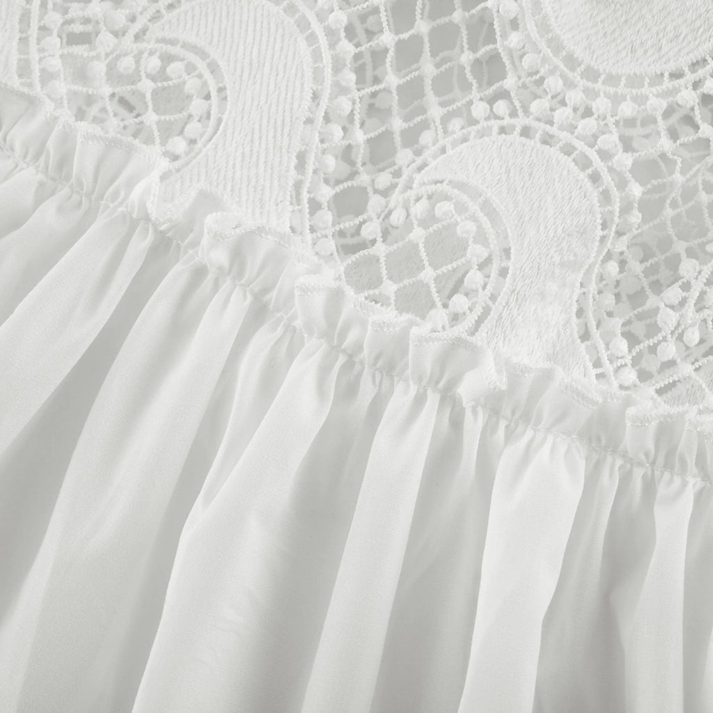 Rosanna Midi Dress White Guipure Lace Tiered Cut Out Design