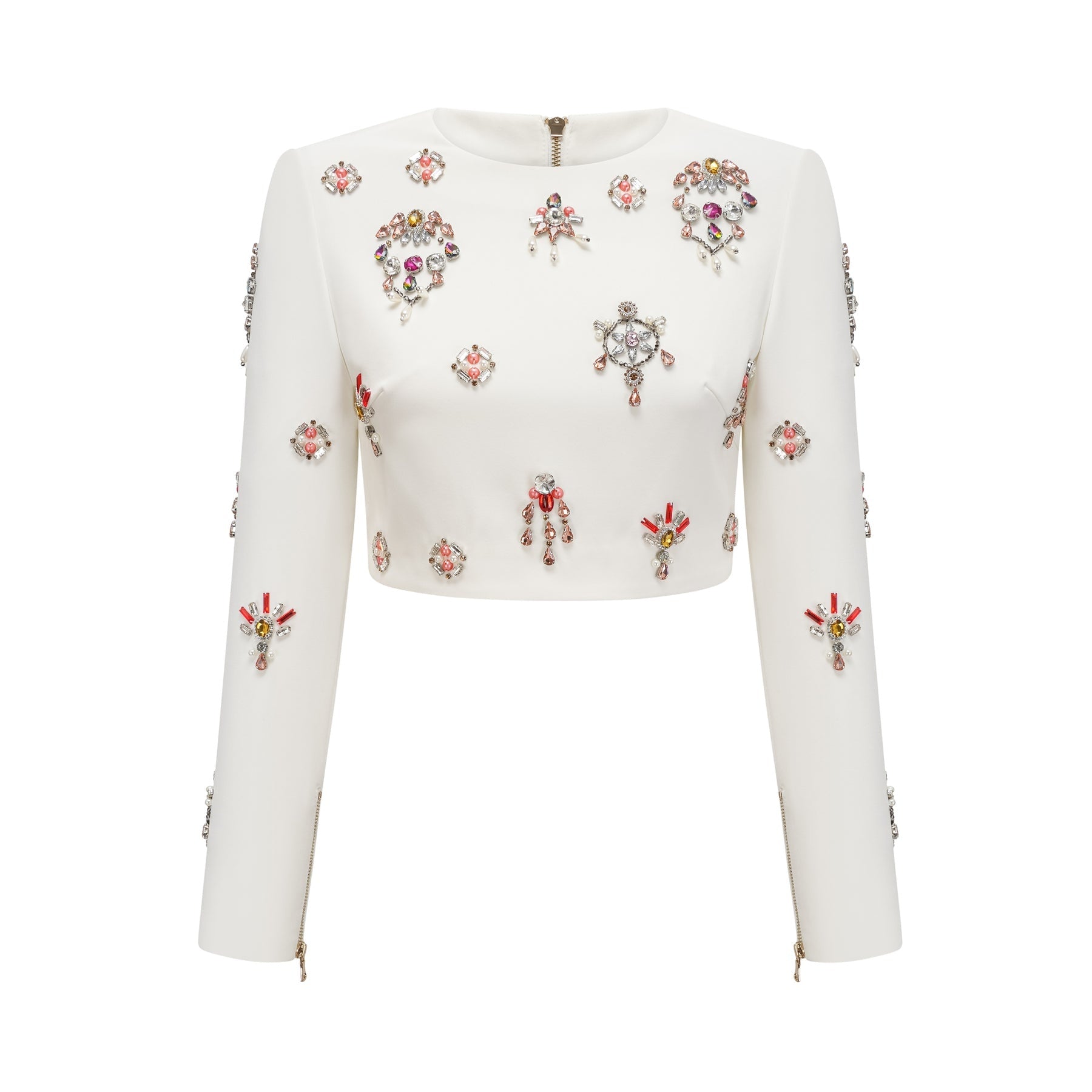 Rosaura Skirt & Top Set Crystal Embellished White