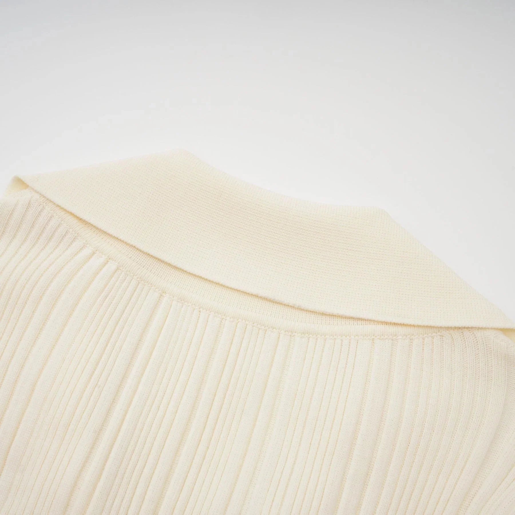 Rose Midi Dress Neutrals Ribbed - Knit Flared Pockets Button - Front & V - Neck