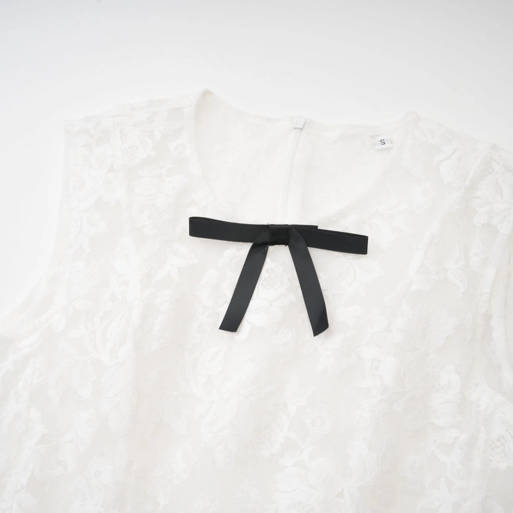 Rosetta Dress White Guipure Lace Tulle Skirt Bowknot Detailing
