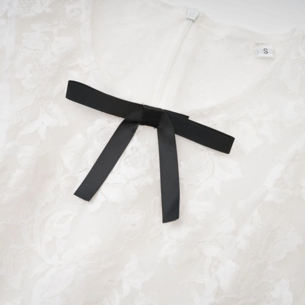 Rosetta Dress White Guipure Lace Tulle Skirt Bowknot Detailing