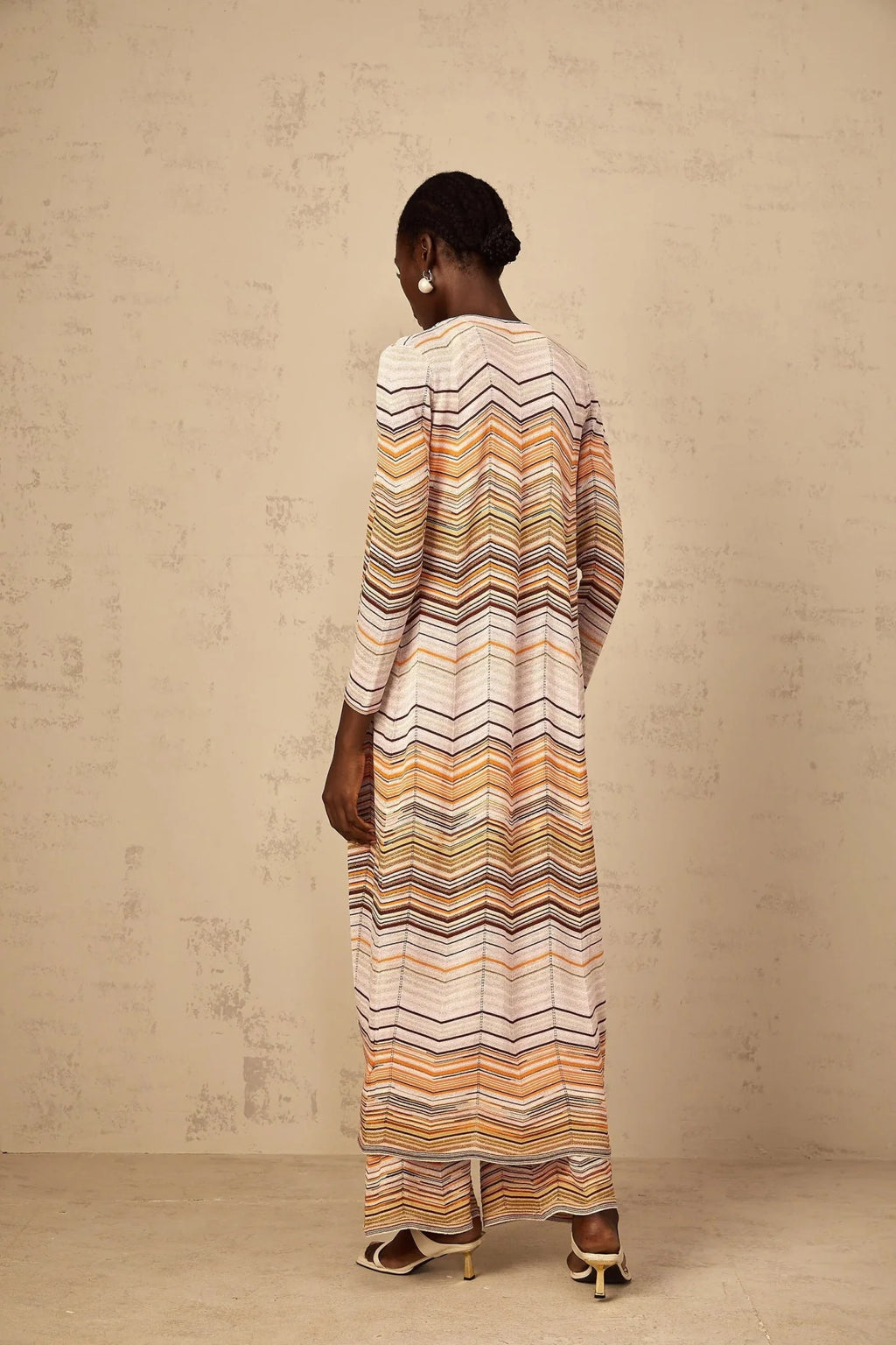 Rossella Cardigan Multicolor Stripe Knit Midi & Open Front