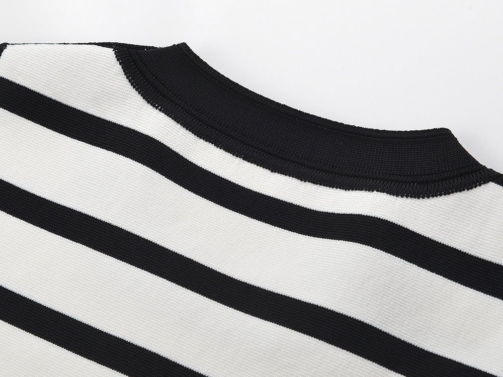Rowan Dress - Body - Con Style - Sleeveless With Striped Pattern - Gold Button Accents - Ideal for Spring/summer