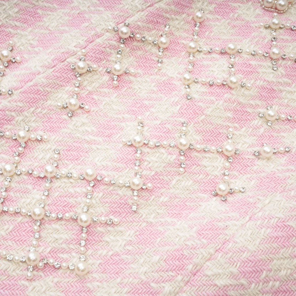 Rowan Mini Dress Pink Halterneck with Faux Pearl Embellishment