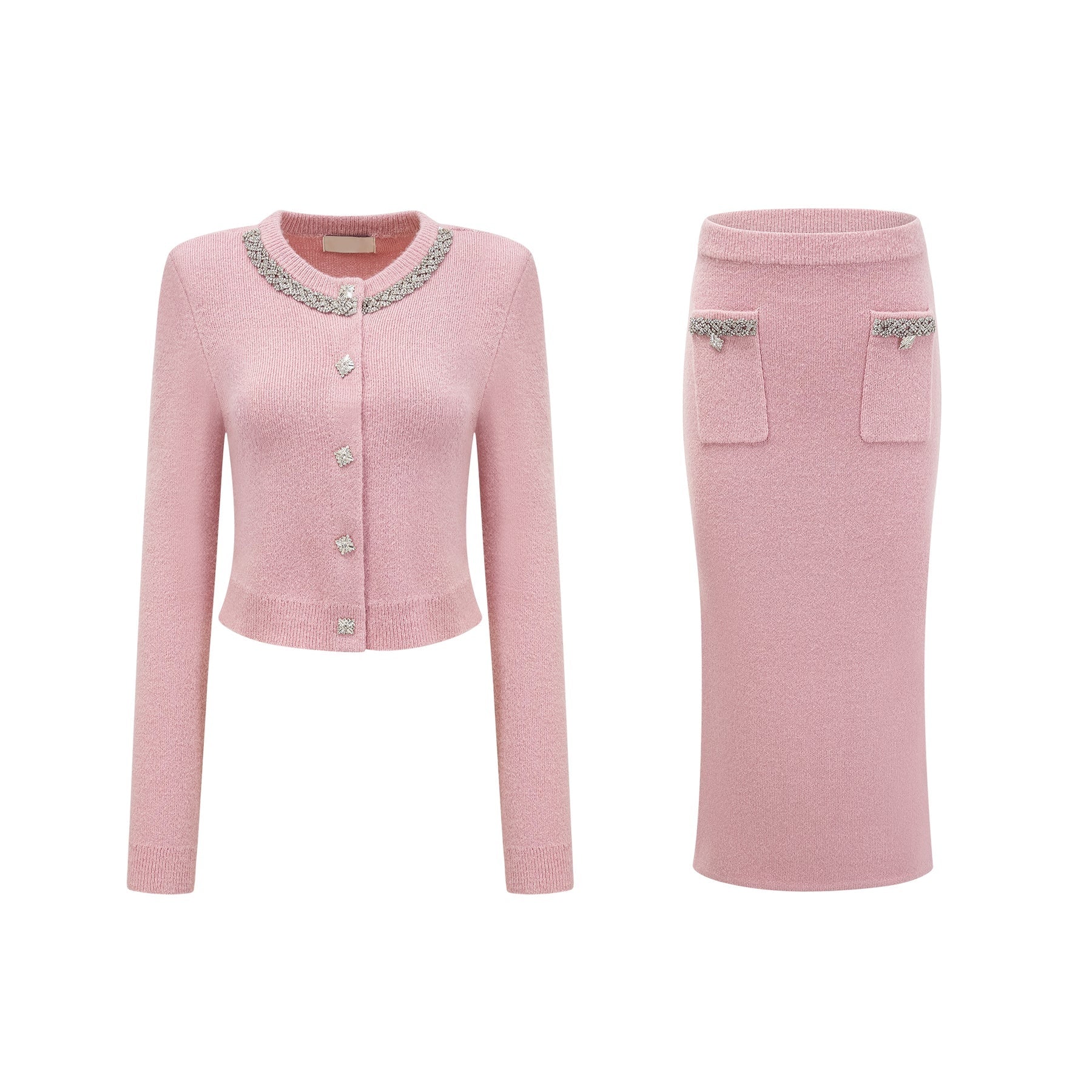 Ruby Jacket & Skirt Crystal Pink Matching Set