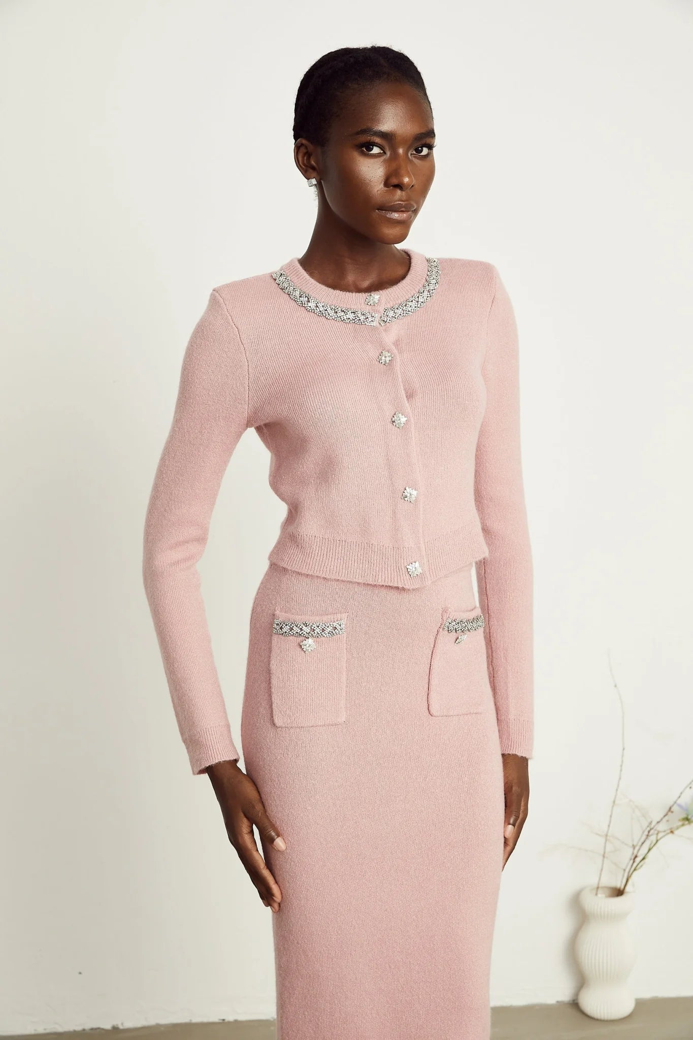 Ruby Jacket & Skirt Crystal Pink Matching Set