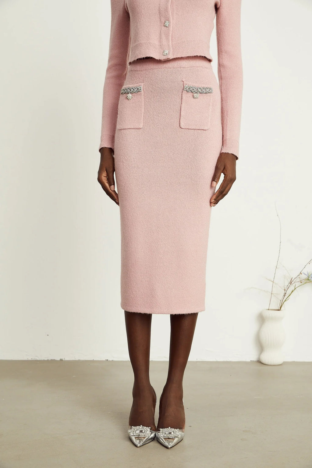 Ruby Jacket & Skirt Crystal Pink Matching Set