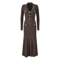 Ruby Maxi Dress - Form - fitting Silhouette - Button - Up Collar - Tailored Fit - Ribbed Knit Material - Gold Button Details